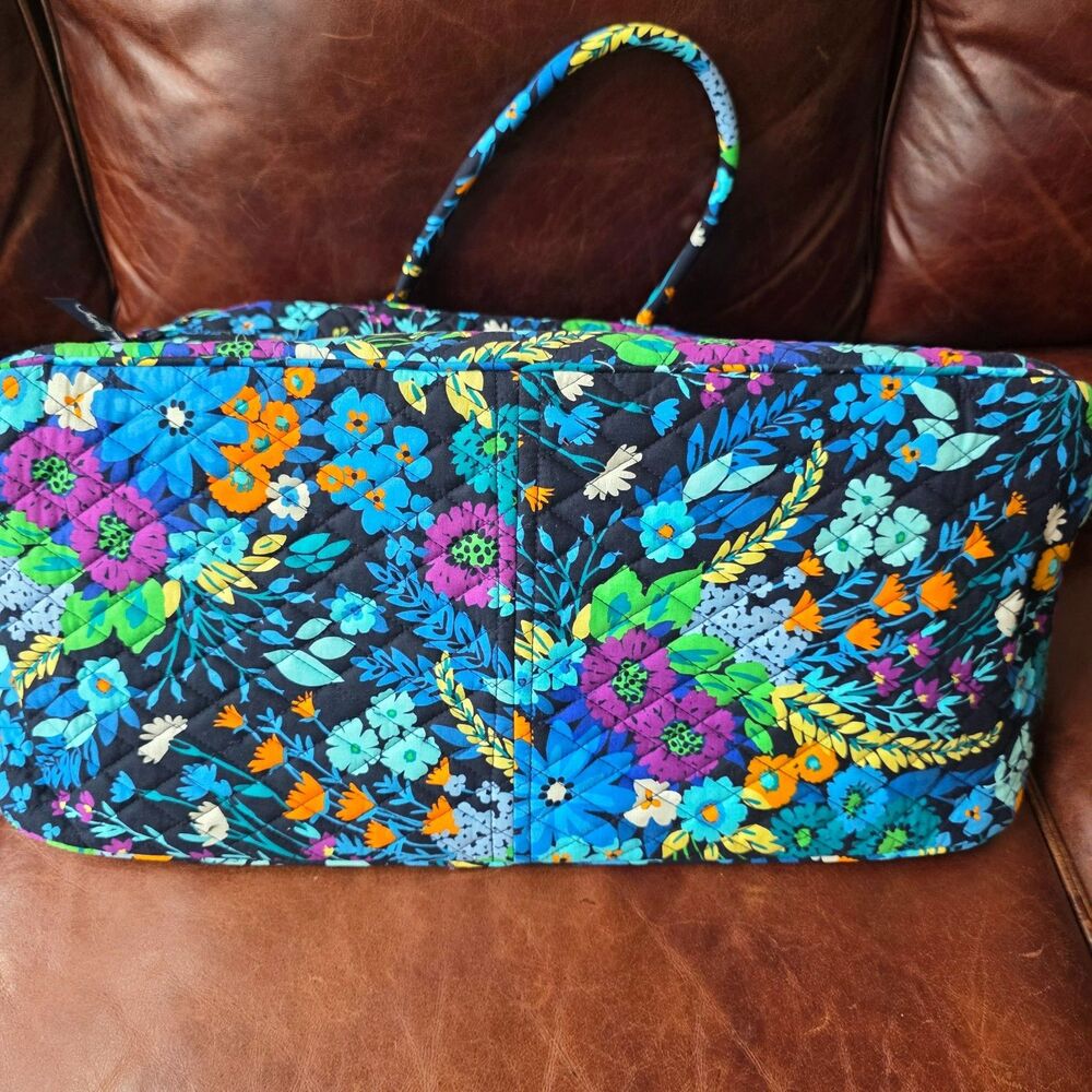 Vera Bradley Midnight Blue Floral Weekender Carry‑On Bag with Trolley Sleeve - Picture 14 of 16